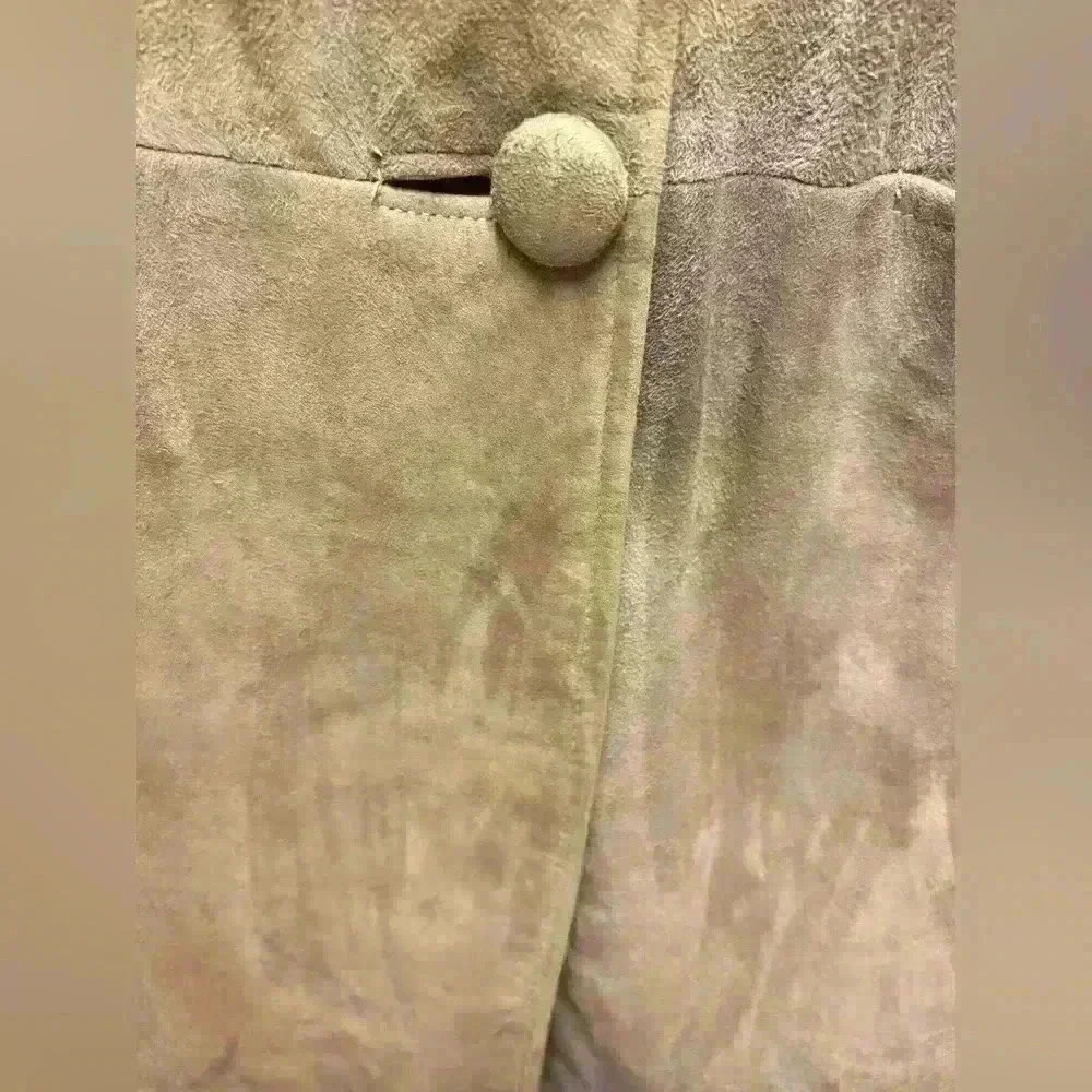 Vintage 1940s 50s Unmarked Suede Leather Coat with Detachable Fur Collar No Size - Picture 7 of 12